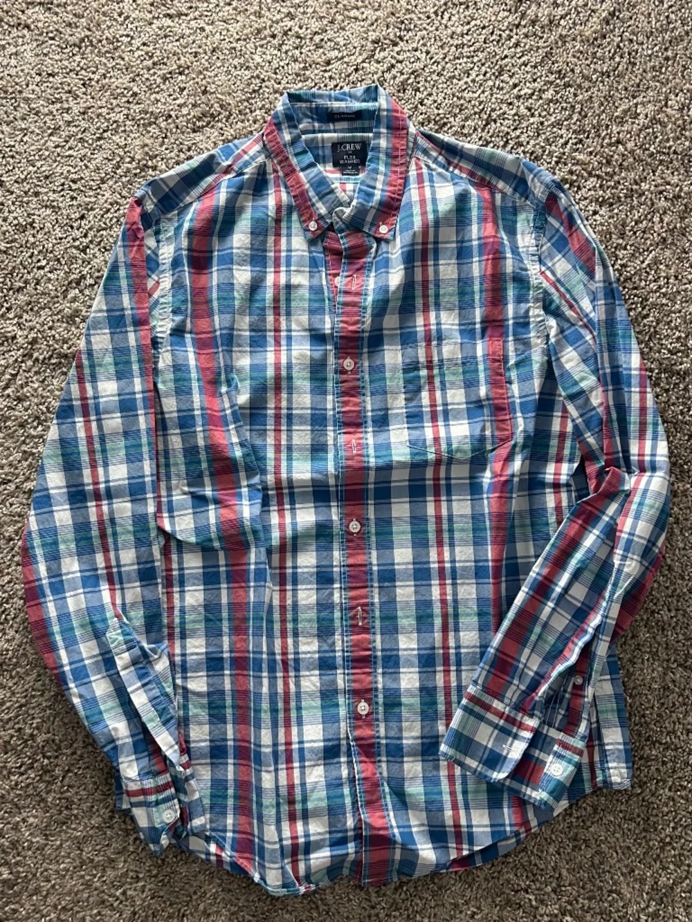 J.Crew Men's Slim Fit Washed Plaid Button-Down Shirt Size Medium